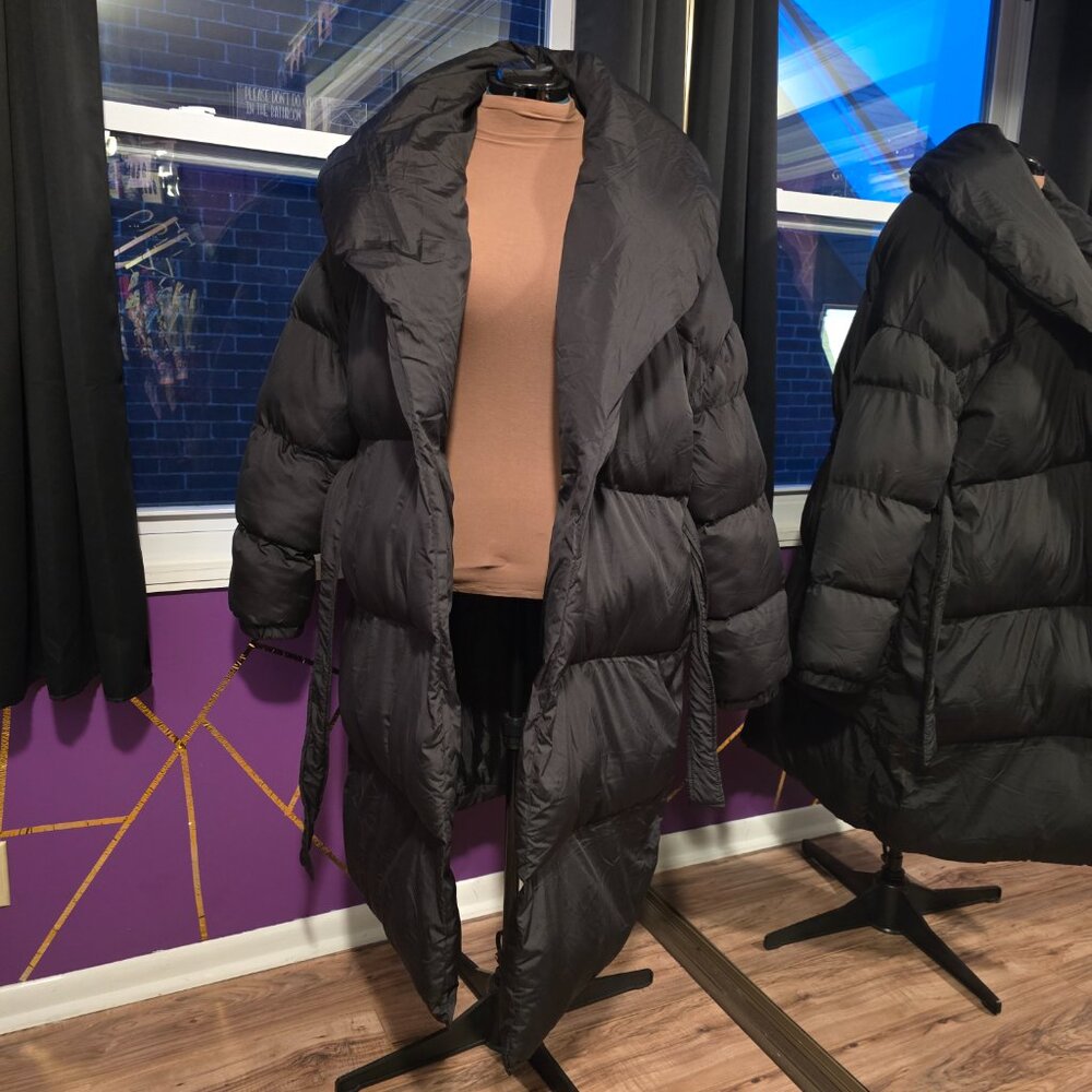 NWT PrettyLittleThing Oversized Longline Puffer Coat, Black, XXL - Picture 7 of 12